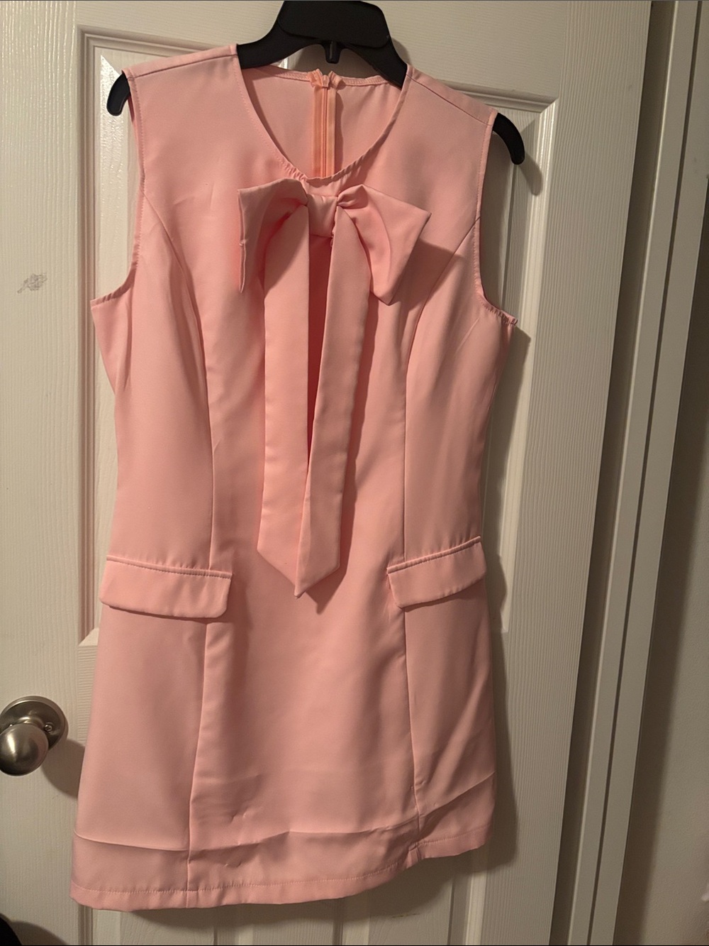 SHEIN Light Pink Sleeveless Bow-Front Shift Dress